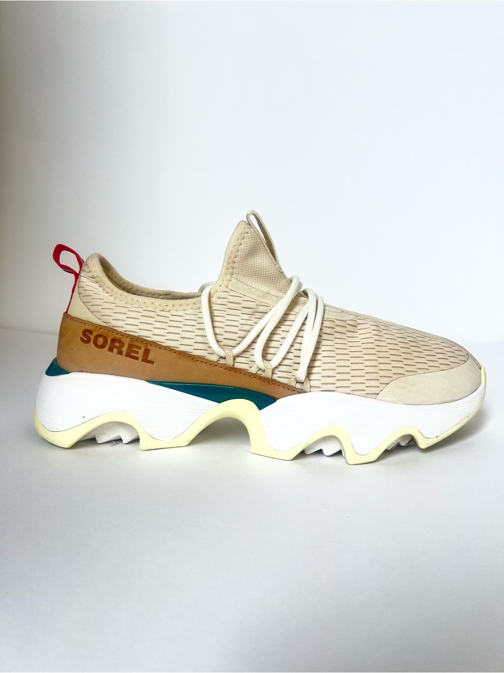 Sorel Kinetic Impact II Crossover Cream Knit Ghillie Lace Sneaker SZ 10 - Picture 4 of 16